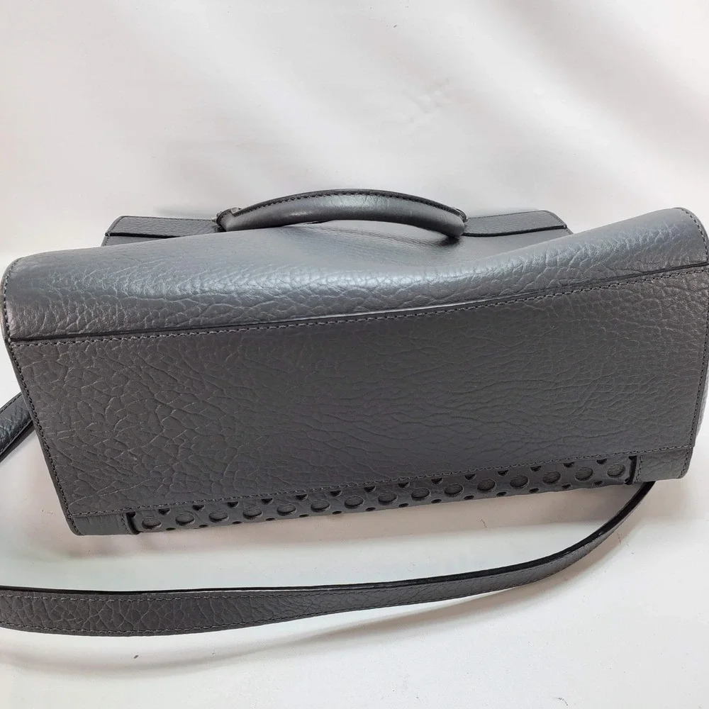 Kate‎ Spade Perri Lane Women Gray Leather Pebbled Gold Hardware Crossbody Tote